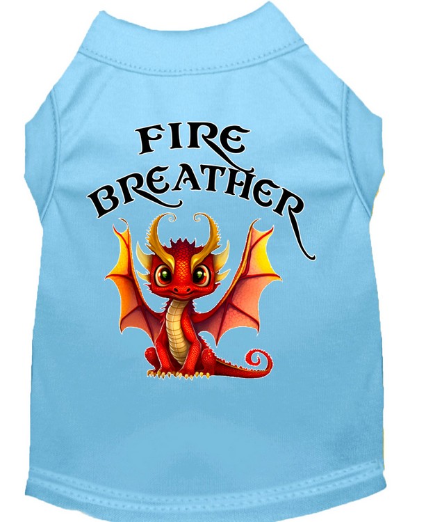 Fire Breather Dragon Screen Print Dog Shirt Baby Blue XS (8)